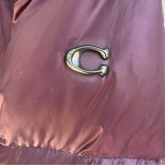 COACH Quilted Long Duck Down Puffer Coat Women Medium F34128 Bordeaux Burgundy M - Picture 7 of 16